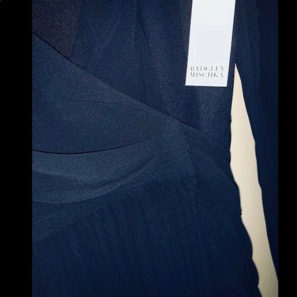 BAGDLEY MISCHKA PLEATED WRAP GOWN NAVY - Picture 9 of 10